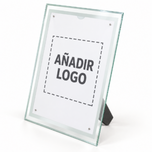 Marco de cristal para diploma A4 personalizable con zona para añadir logo