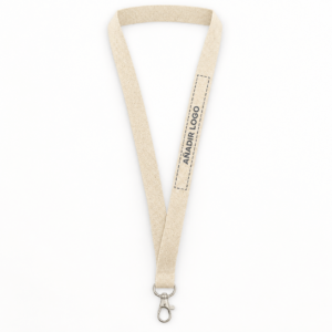 Lanyard de algodón orgánico Pima personalizable con zona para añadir logo