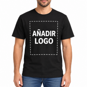 Camiseta negra con área para añadir un logotipo frontal grande